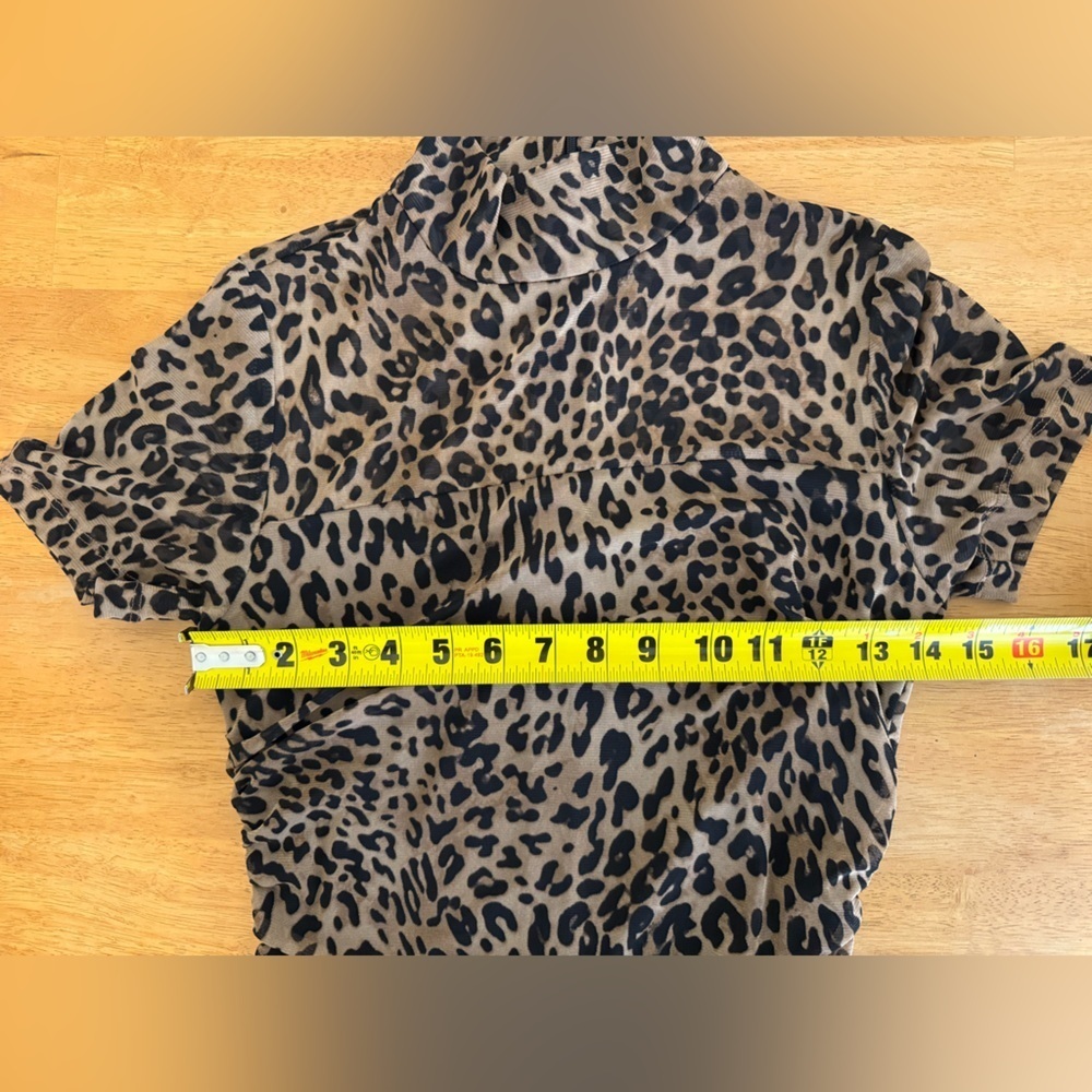 Bar 111 Womens Animal Print Mock-Neck Midi Dress Small Ruched Bodycon Stretch - Picture 7 of 10